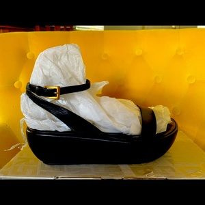PRADA Leather Platform Sandals 39